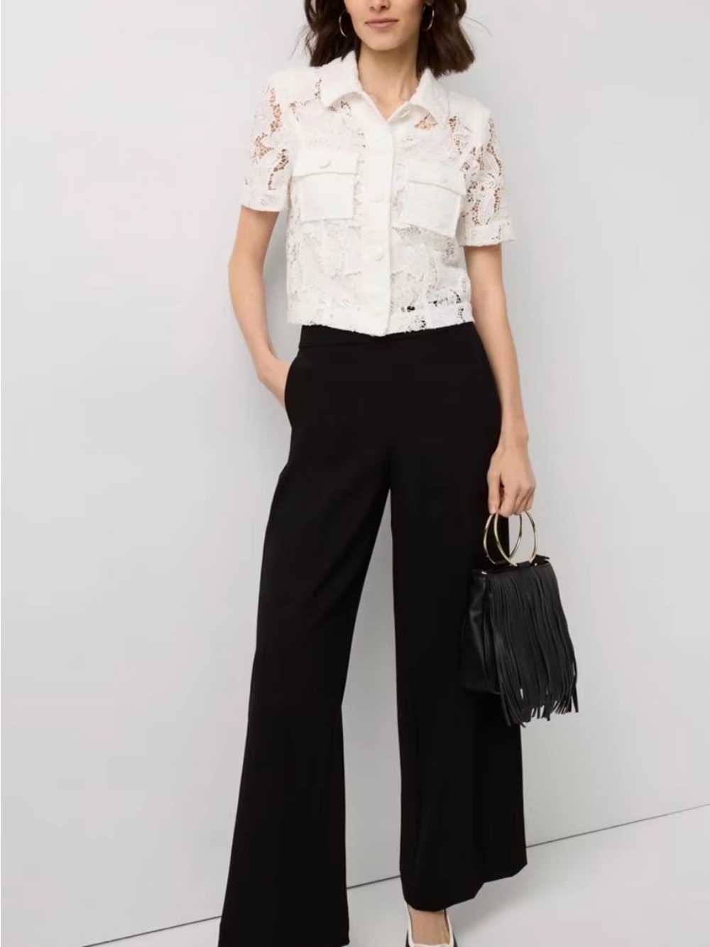 White House Black Market Black Wide Leg Dress Pants